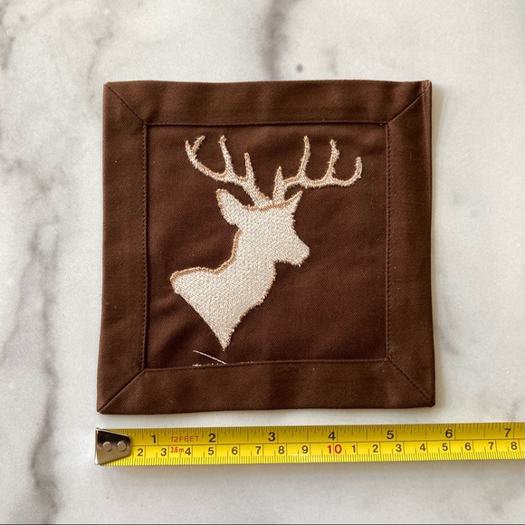 (2) Boxed Set of Four Vintage Cloth Deer Coasters - Picture 3 of 4